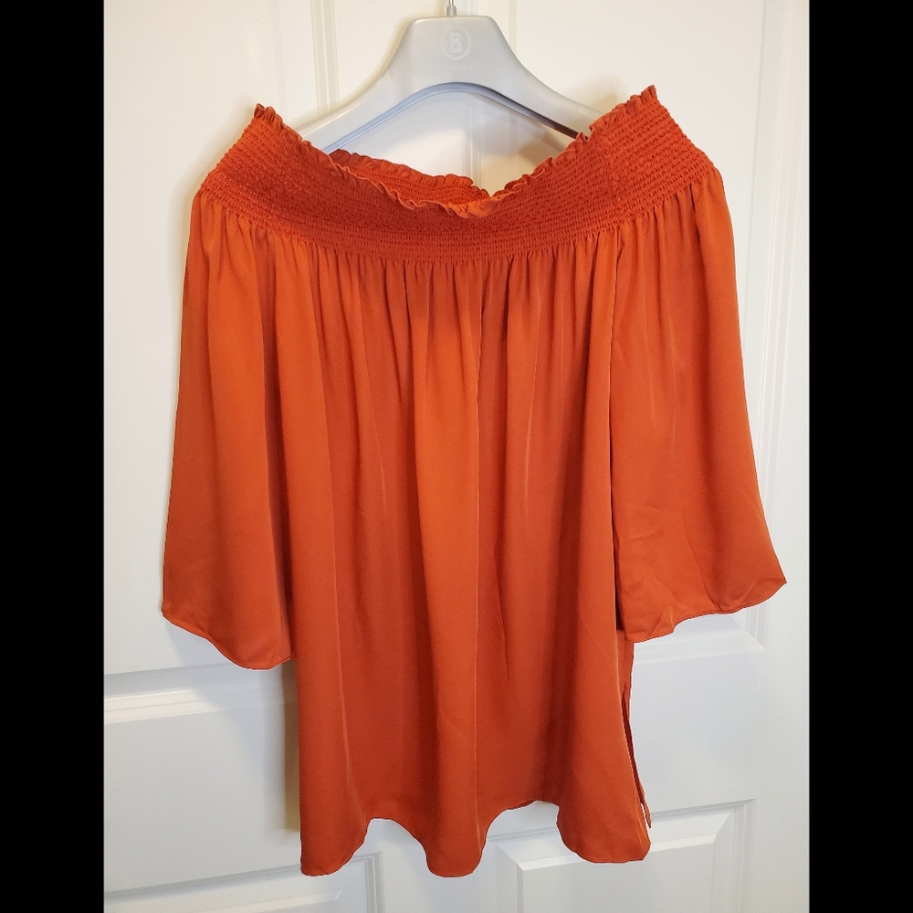 Theory Off The Shoulder Top Color: Rust Orange Si… - image 1